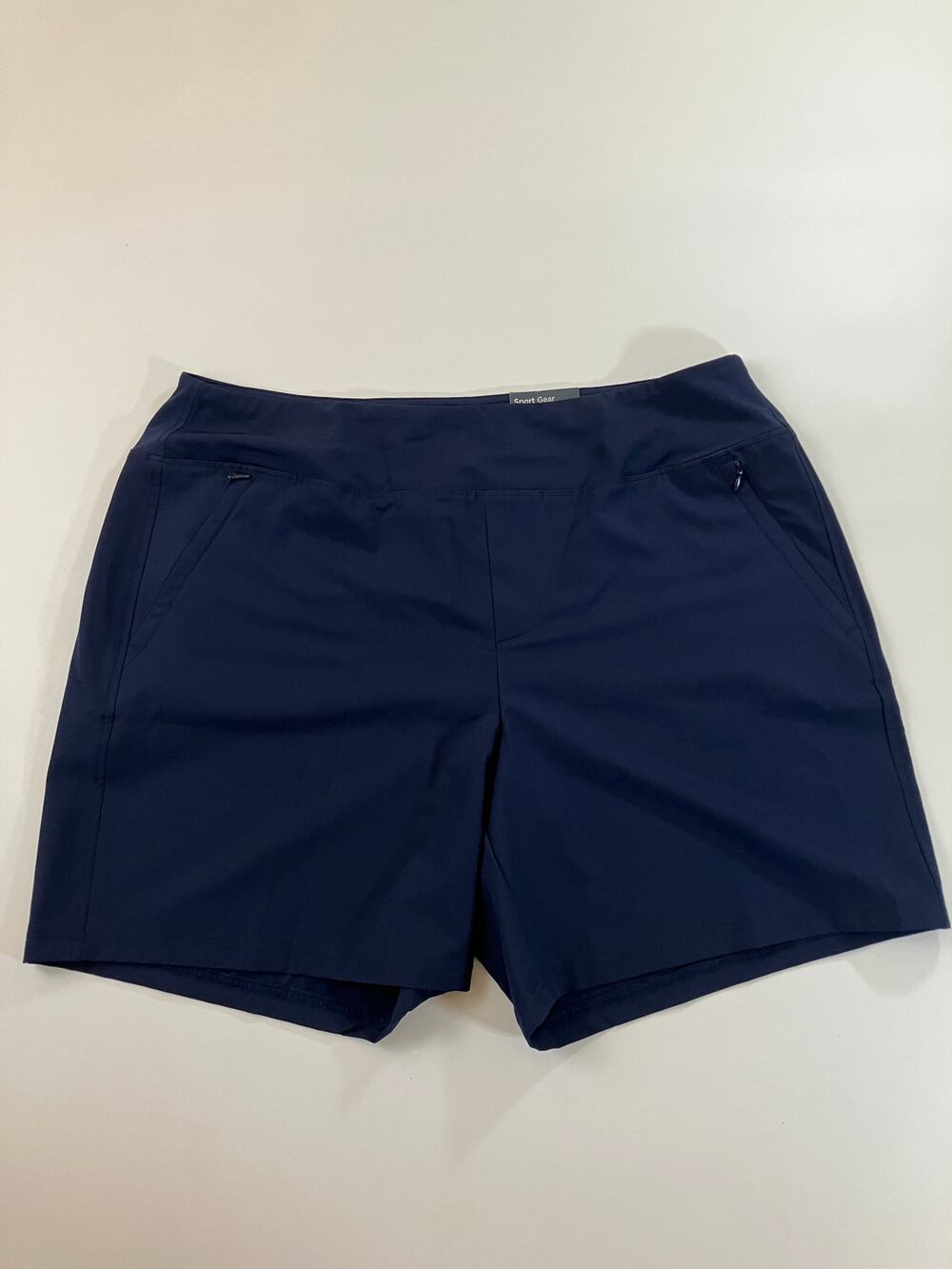 Tek Gear Women’s XL Navy Sport Shorts Water Repellent UPF 40+ Zip Pockets NWT